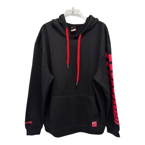 Benelli USA Black Fleece Lined Hoodie Sweatshirt Red Logo Sleeve Graphic Size L - Picture 2 of 12